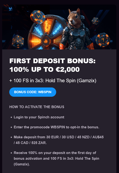 Einzahlungsboni Spinch Casino