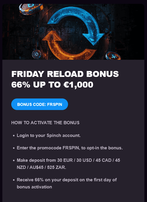 Freitag Reload-Bonus Spinch Casino